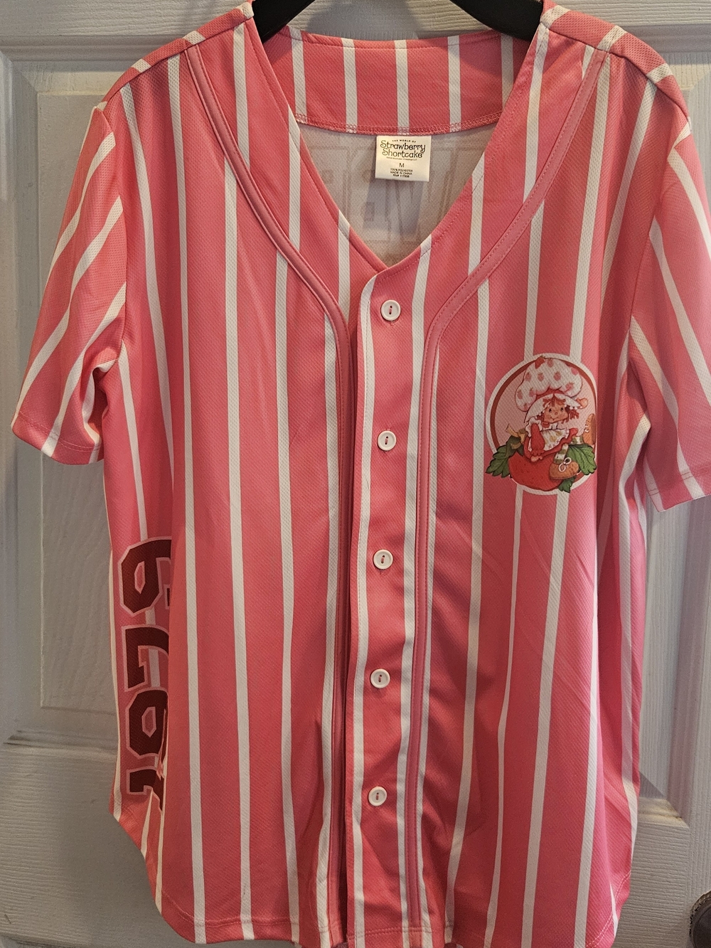 Womens Pink Strawberry Shortcake Striped Jersey